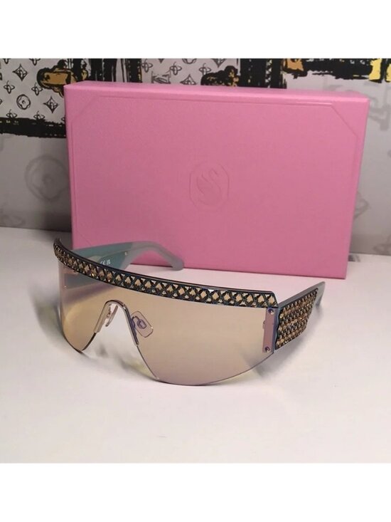 New Authentic Swarovski Sunglasses Mask, Gradient tint, SK0363 30X, Blue main image 8